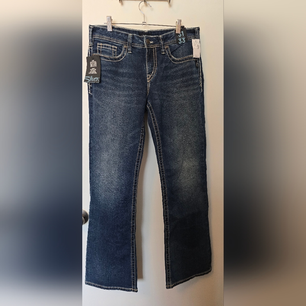 Silver Dark Blue Denim Jeans